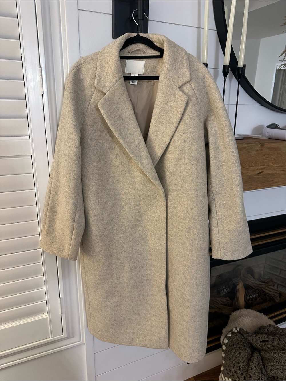 H&M Cream Oversized Long Trench Coat